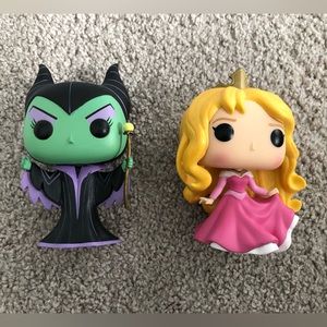 Disney Sleeping Beauty Aurora and Maleficent Funko Pops